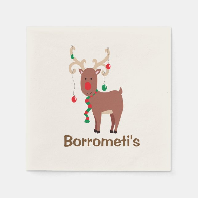 Servilleta De Papel Silly Navidades Reindeer Cocktail Napkin (Anverso)