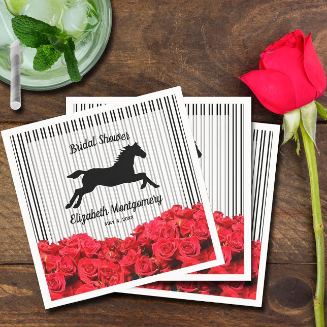 Servilleta De Papel Silueta de caballo Roses rojos en franjas de Fiest (Subido por el creador)