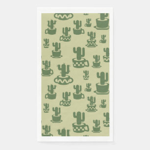 Servilleta De Papel Silueta de cactus suculenta en tazas y macetas
