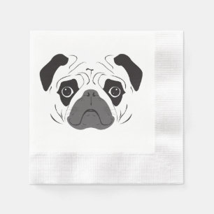 Servilleta De Papel Silueta de cara de pug