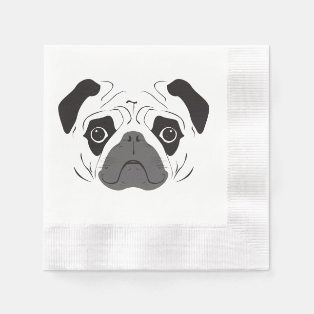 Servilleta De Papel Silueta de cara de pug (Anverso)