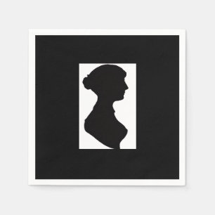 Servilleta De Papel Silueta de Jane Austen sobre negro