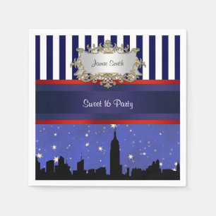 Servilleta De Papel Silueta de la ciudad de Nueva York Cielo azul2 Ray