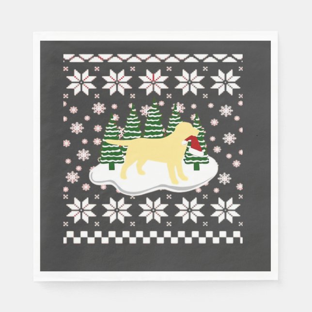 Servilleta De Papel Silueta de Labrador Amarillo de Navidad Gorro de S (Anverso)