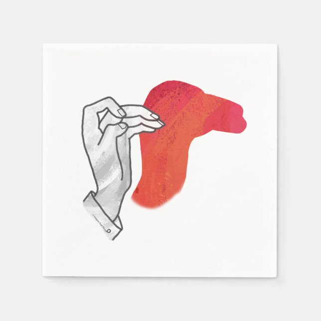 Servilleta De Papel Silueta de mano Camello Rojo (Anverso)