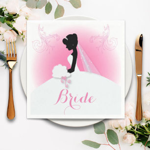Servilleta De Papel Silueta de novia Rosa derecha Ducha de novia