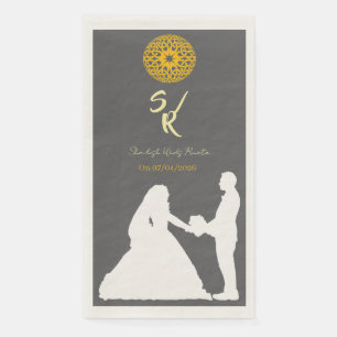 Servilleta De Papel Silueta de Pareja de Boda Personalizada con Monogr