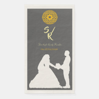 Servilleta De Papel Silueta de Pareja de Boda Personalizada con Monogr
