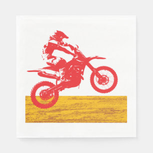 Servilleta De Papel Silueta de piloto de motocross de bicicleta de tie