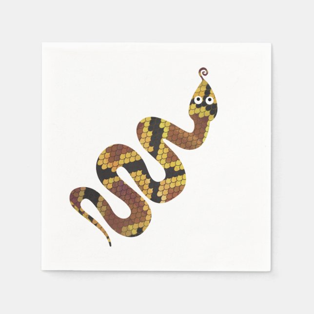 Servilleta De Papel Silueta de serpiente marrón y dorada (Anverso)