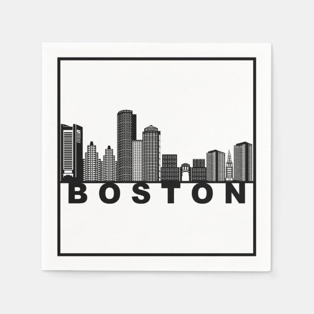 Servilleta De Papel Silueta del horizonte de Boston  (Anverso)