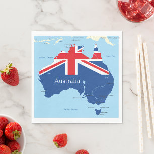 Servilleta De Papel Silueta del mapa de la bandera de Australia