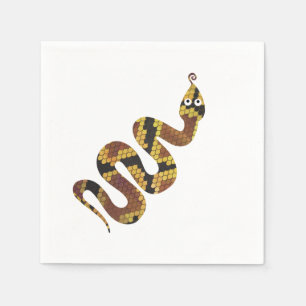 Servilleta De Papel Silueta dorada y marrón serpiente