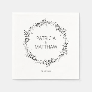 Servilleta De Papel Silueta elegante de hojas Boda