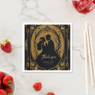 Servilleta De Papel Silueta elegante de una novia y un novio