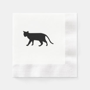 Servilleta De Papel Silueta negra de gatito morrón de arte simple