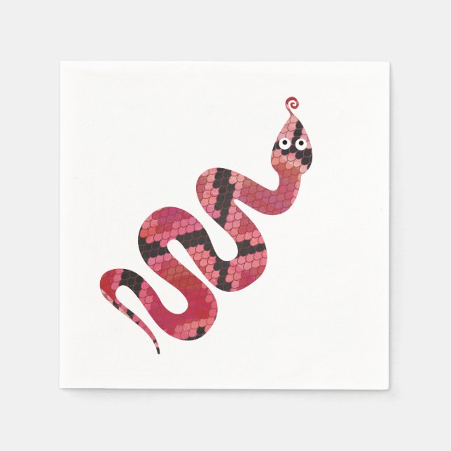 Servilleta De Papel Silueta negra y roja de serpiente (Anverso)