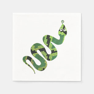 Servilleta De Papel Silueta negra y verde de la serpiente de la