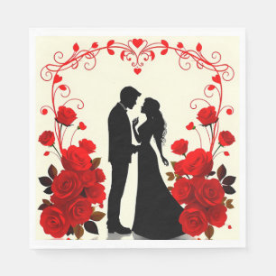 Servilleta De Papel Silueta Romántica de una Pareja