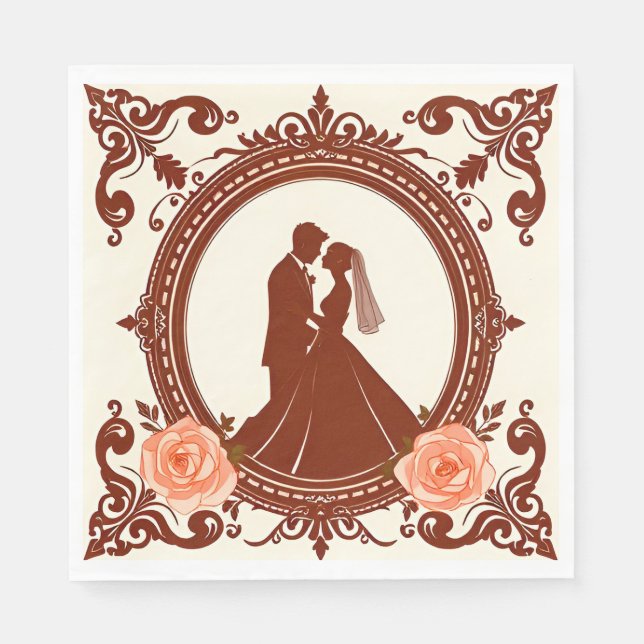 Servilleta De Papel Silueta Romántica de una Pareja (Anverso)