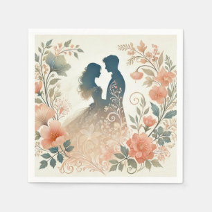 Servilleta De Papel Silueta Romántica de una Pareja