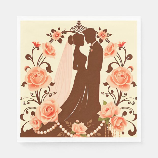 Servilleta De Papel Silueta Romántica de una Pareja (Anverso)