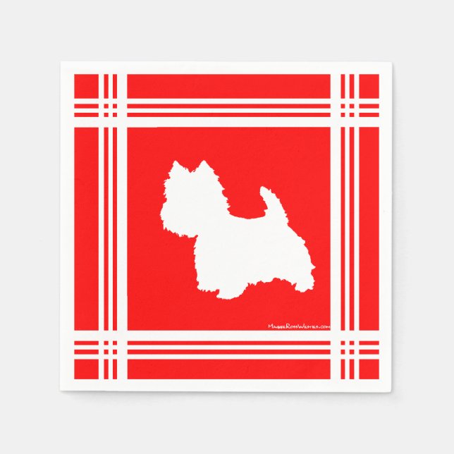 Servilleta De Papel Silueta Westie Roja (Anverso)