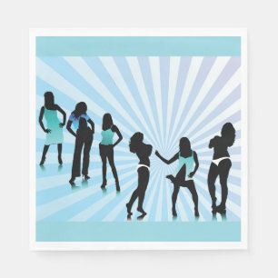 Servilleta De Papel Siluetas de mujeres elegantes moda azul teal