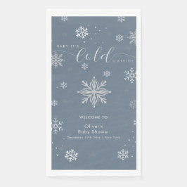 Servilleta De Papel Silver Blue Magical Snowflake Baby Shower Welcome 