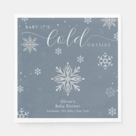 Servilleta De Papel Silver Blue Magical Winter Snowflake Baby Shower 