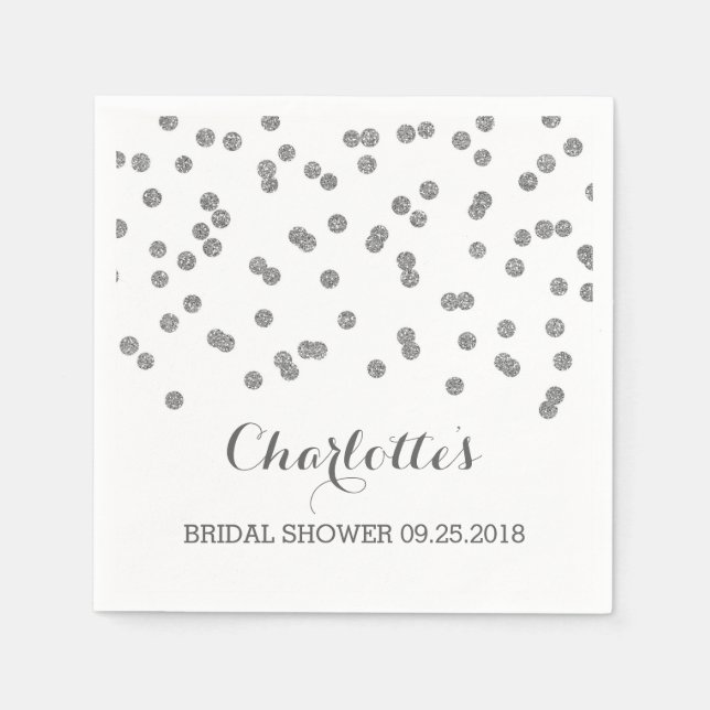 Servilleta De Papel Silver Confetti Bridal Shower (Anverso)
