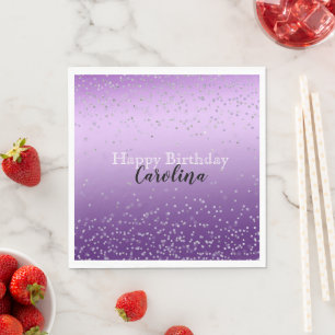 Servilleta De Papel Silver Confetti Morado Ombre
