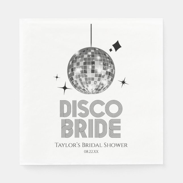 Servilleta De Papel Silver Disco Ball Disco Bridal Shower (Anverso)