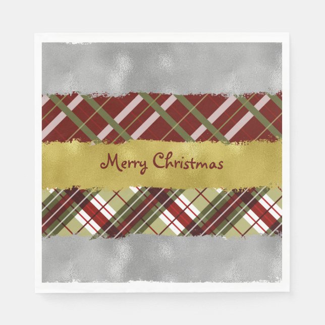 Servilleta De Papel Silver, Gold And Plaid Paper Napkin (Anverso)