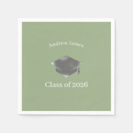 Servilleta De Papel  Silver Graduation Cap -Class of 2026= no3
