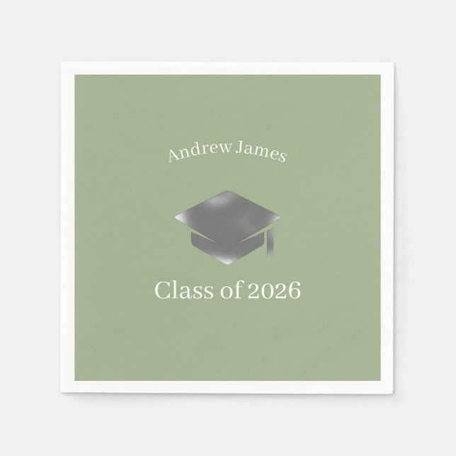 Servilleta De Papel  Silver Graduation Cap -Class of 2026= no3 (Anverso)