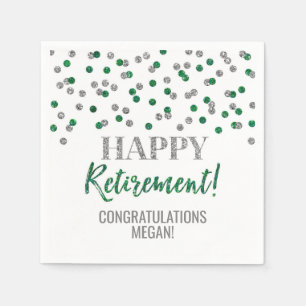 Servilleta De Papel Silver Green Confetti Happy Retirement