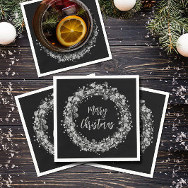 Servilleta De Papel Silver Stars Feliz Navidad