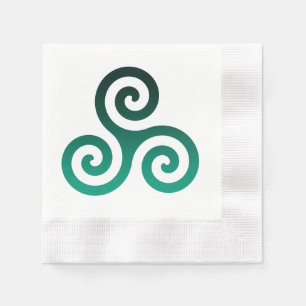 Servilleta De Papel Símbolo celta verde de Triskele antiguo blanco