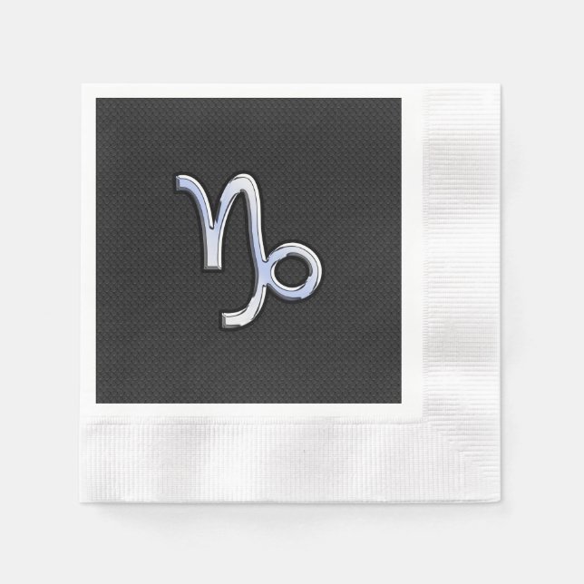 Servilleta De Papel Símbolo cromado de Zodiaco de Capricornio sobre la (Anverso)