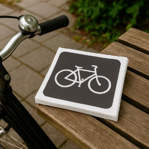 Servilleta De Papel Símbolo de bicicleta minimalista en negro y blanco