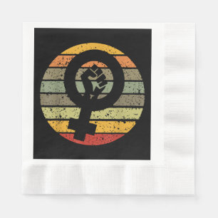 Servilleta De Papel Símbolo de feminismo diseño retro vintage 70 80 90
