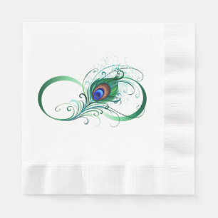 Servilleta De Papel Símbolo de infinito con pluma de pavo real