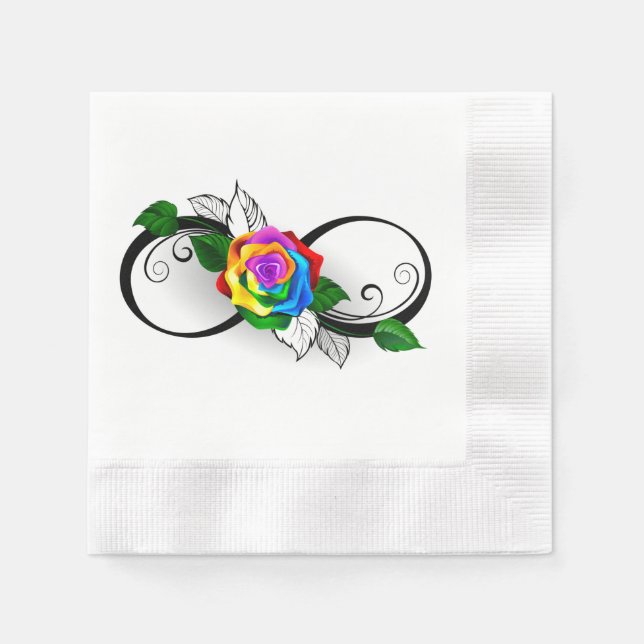 Servilleta De Papel Símbolo de infinito con rosa arcoíris (Anverso)