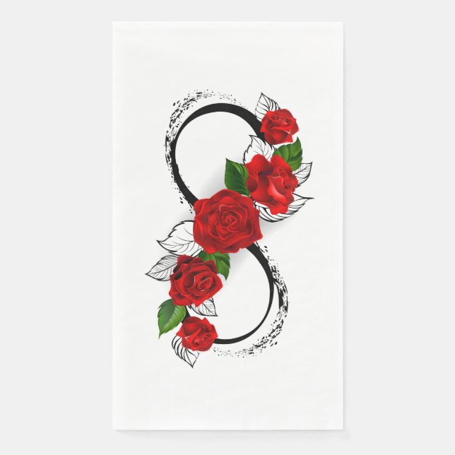 Servilleta De Papel Símbolo de infinito con rosas rojas (Anverso)
