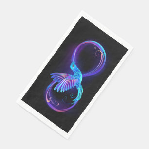 Servilleta De Papel Símbolo de infinito de neón con colibrí brillante