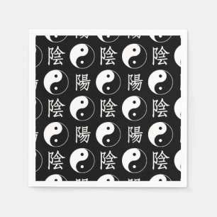 Servilleta De Papel Símbolo de Yinyang negro patrón de texto chino