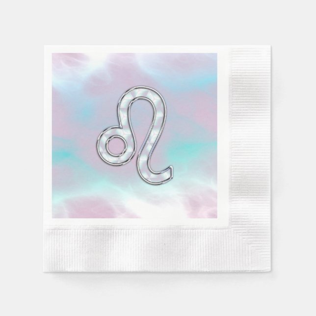Servilleta De Papel Símbolo de Zodiac Leo en Pastels Nacre Style Print (Anverso)