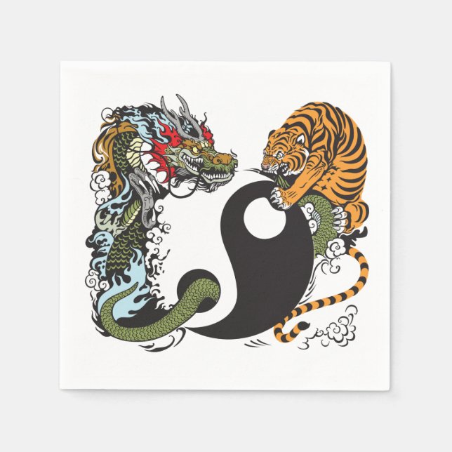 Servilleta De Papel símbolo dragón y tigre yin yang (Anverso)