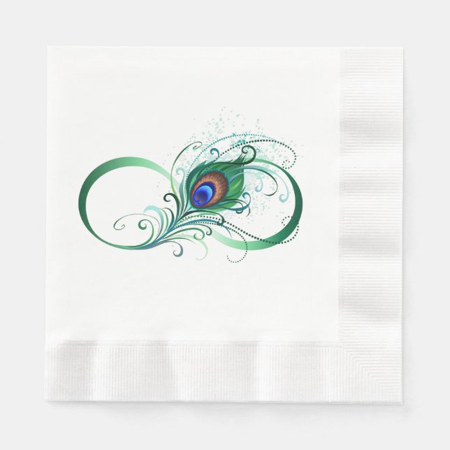 Servilleta De Papel Símbolo infinito con pluma de pavo real (Anverso)